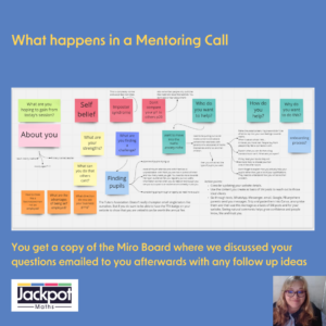 What happens in a mentoring call? Picture of a Miro board with ideas. 