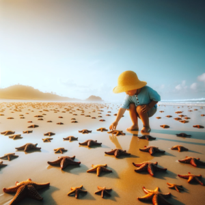 Starfish washed up on a beach